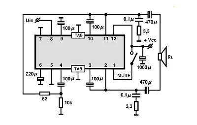 LA4557 BTL electronic component with associated schematic circuit diagram